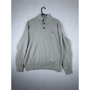 Polo Ralph Lauren Sweater Mens XL Button Mock Neck Pullover Wool‎ Blend Casual